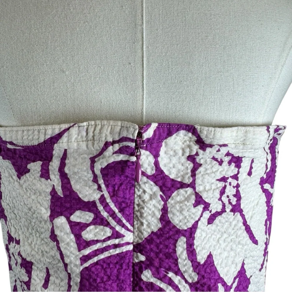 J.Crew Strapless Floral Matelassé Fit & Flare Dress - Purple & White Size 6 - Picture 8 of 10